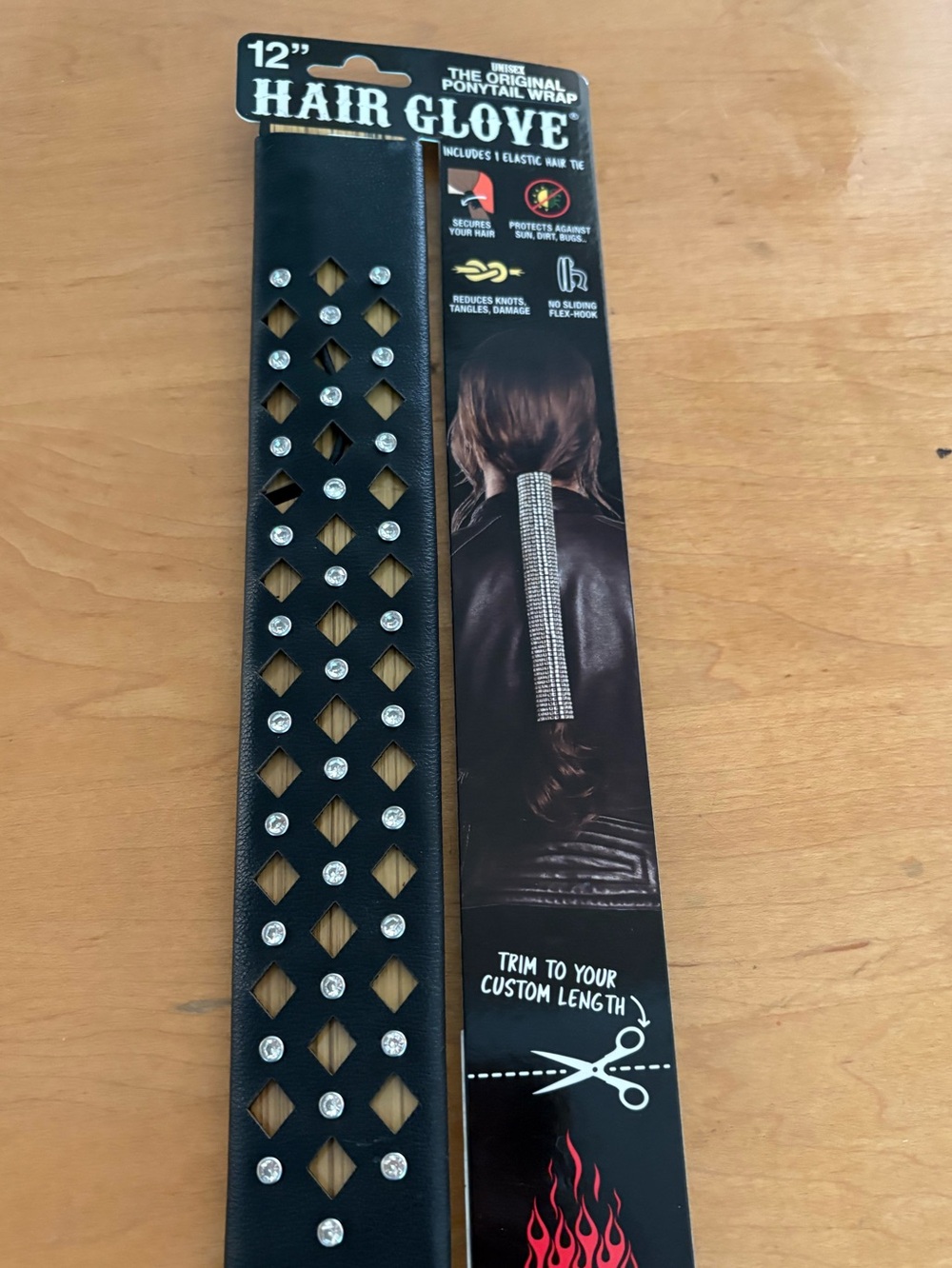 12" Black Studded Motorcycle Hair Glove